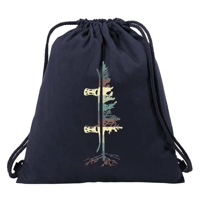 Vintage Pine Snowboard Great Gift Snowboarding Gift Drawstring Bag