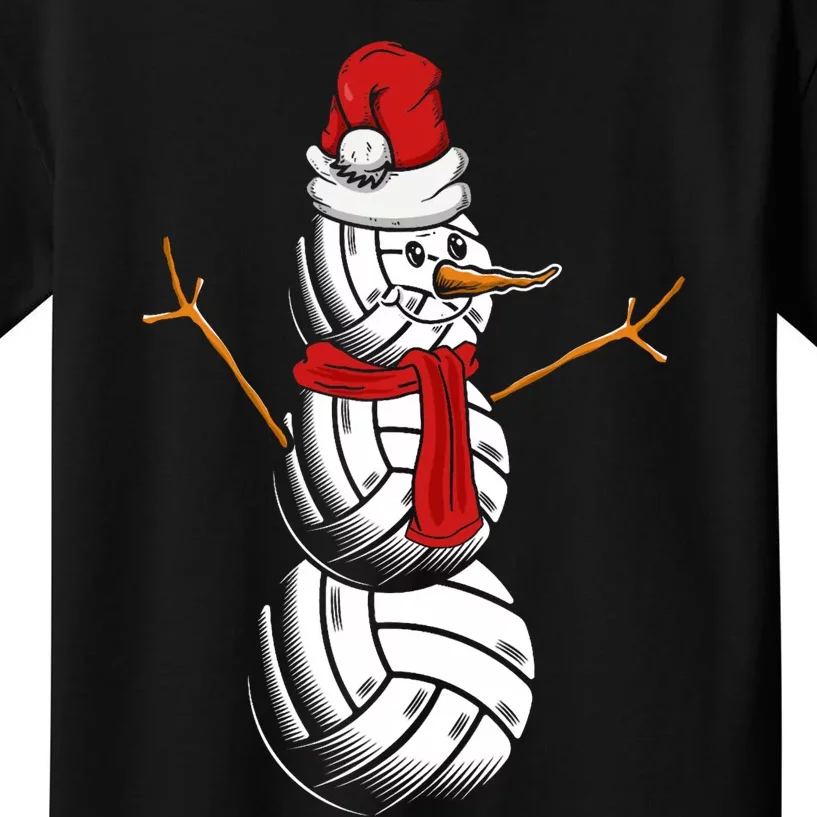 Volleyball Player Snowman Merry Xmas Christmas Day Kids T-Shirt