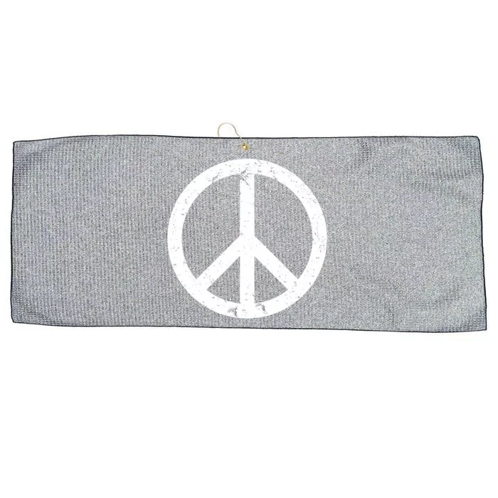 Vintage Peace Sign White Distressed Gift Large Microfiber Waffle Golf Towel