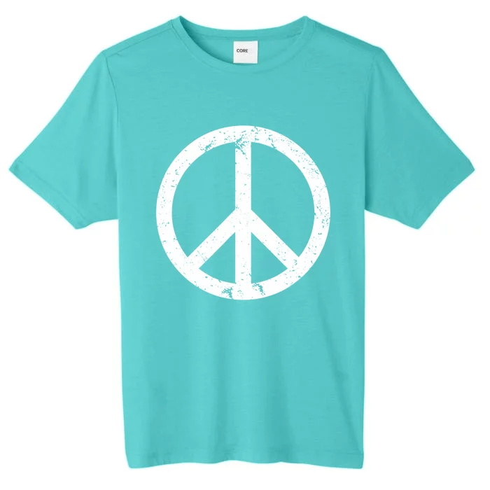 Vintage Peace Sign White Distressed Gift ChromaSoft Performance T-Shirt