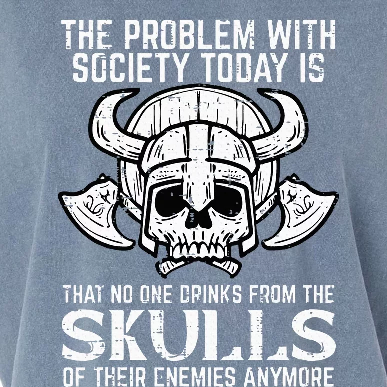 Viking Problem Society Today Skull Funny Norse Mythology Garment-Dyed Women's Muscle Tee