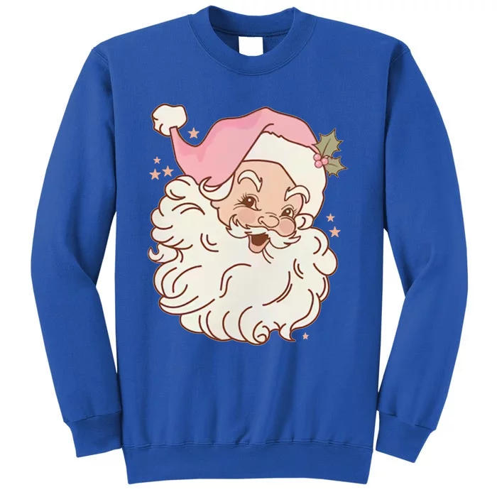 Vintage Pink Santa Claus Pink Christmas Design Meaningful Gift Tall Sweatshirt