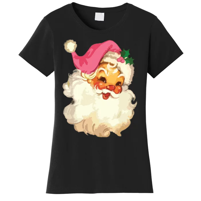 Vintage Pink Santa Claus Pink Christmas Design Women's T-Shirt