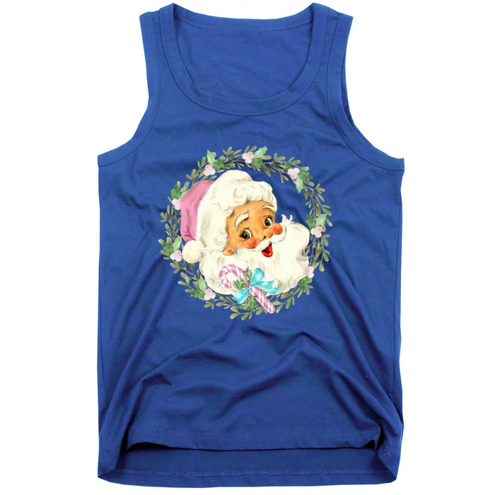 Vintage Pink Santa Claus Pink Christmas Design Gift Tank Top