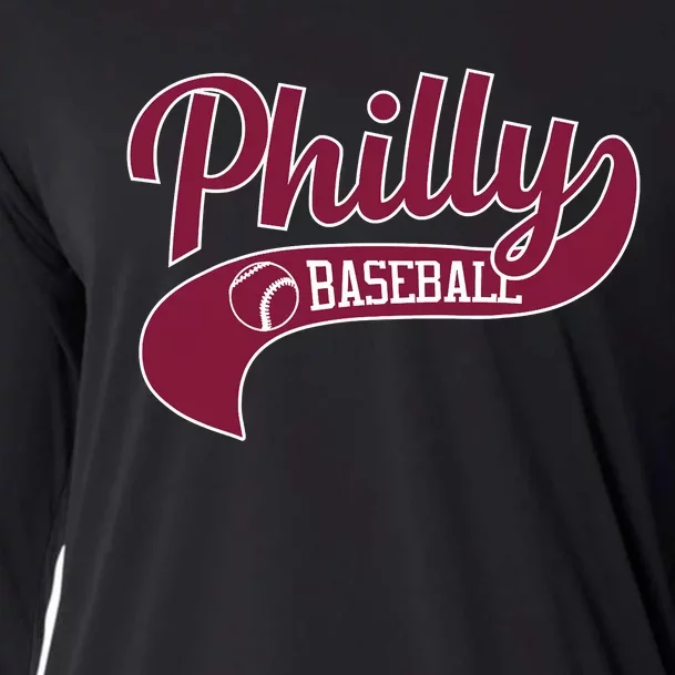 Vintage Philly Swoosh Retro Philadelphia Baseball Cooling Performance Long Sleeve Crew