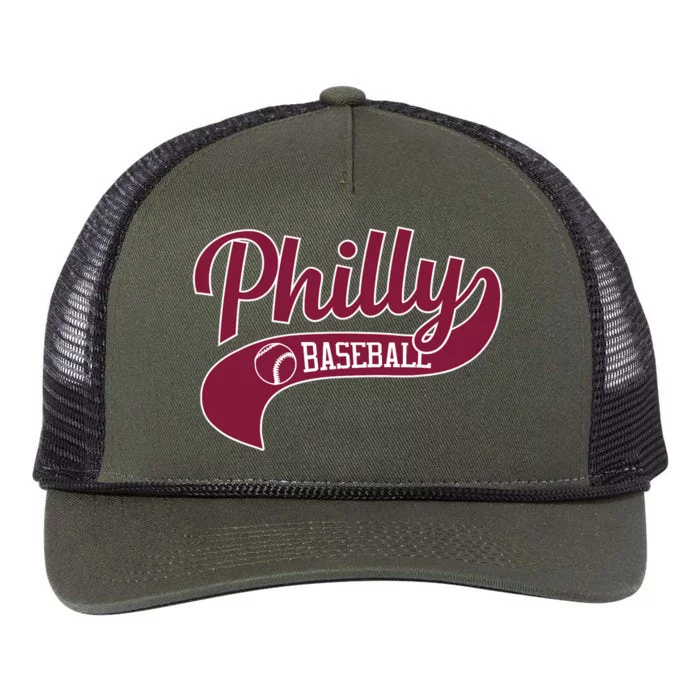 Vintage Philly Swoosh Retro Philadelphia Baseball Retro Rope Trucker Hat Cap