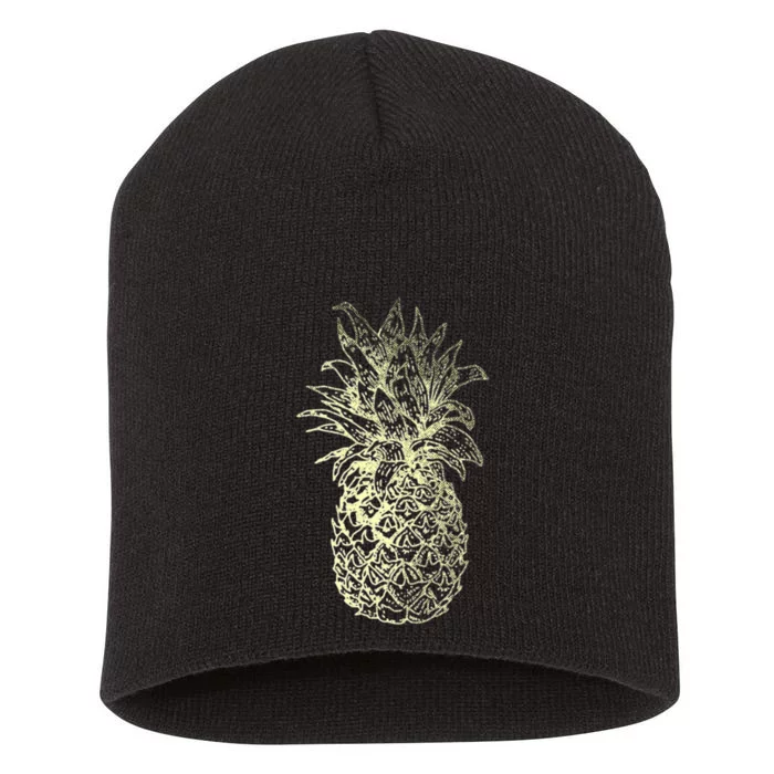 Vintage Pineapple Summer Vacation Graphic Short Acrylic Beanie