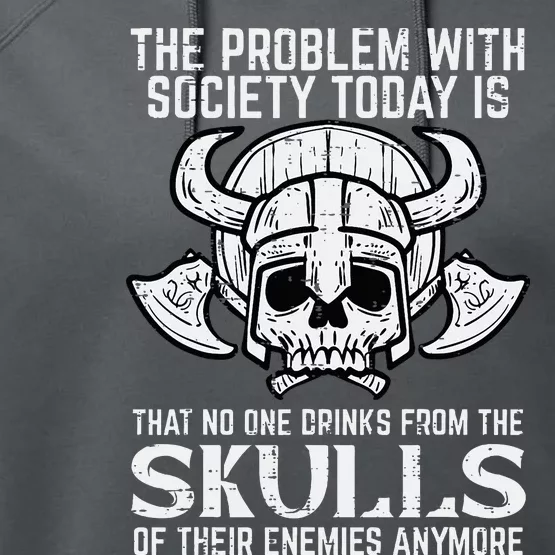 Viking Problem Society Today Skull Norse Mythology Performance Fleece Hoodie