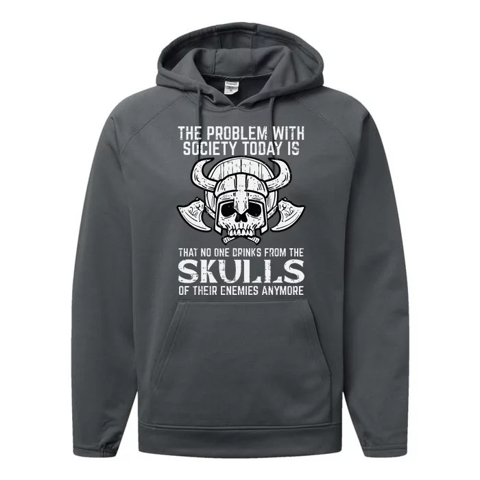 Viking Problem Society Today Skull Norse Mythology Performance Fleece Hoodie