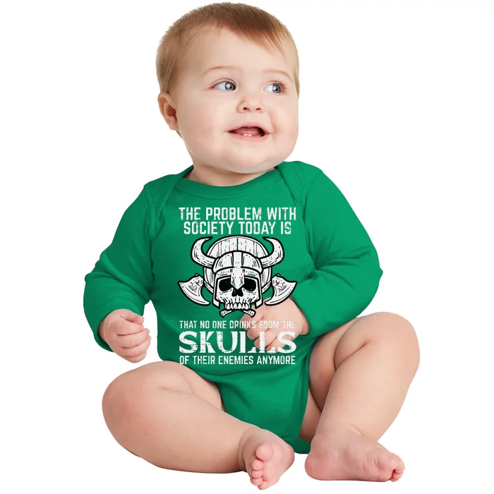 Viking Problem Society Today Skull Norse Mythology Baby Long Sleeve Bodysuit