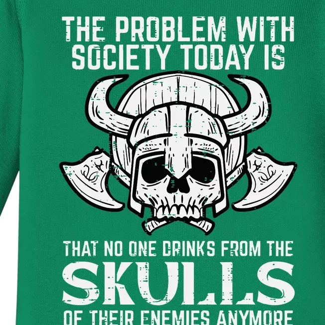 Viking Problem Society Today Skull Norse Mythology Baby Long Sleeve Bodysuit