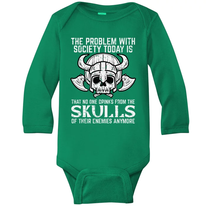 Viking Problem Society Today Skull Norse Mythology Baby Long Sleeve Bodysuit