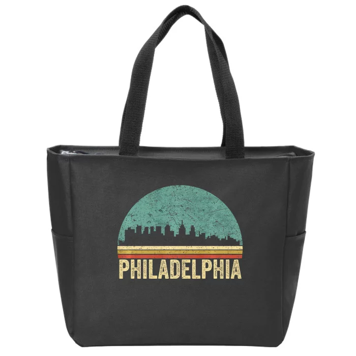 Vintage Philadelphia Skyline Retro Philly Cityline Zip Tote Bag