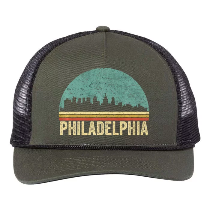 Vintage Philadelphia Skyline Retro Philly Cityline Retro Rope Trucker Hat Cap