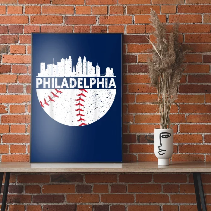 Vintage Philadelphia Skyline Baseball Retro Philly Cityscap Poster