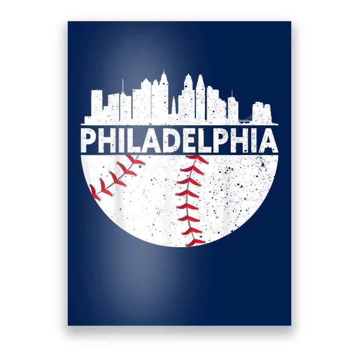 Vintage Philadelphia Skyline Baseball Retro Philly Cityscap Poster