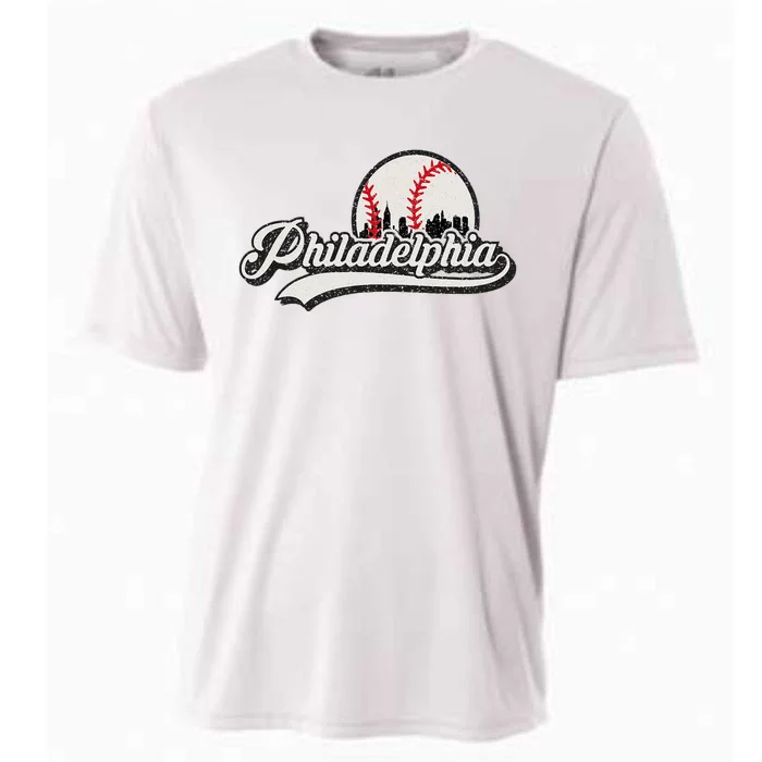 Vintage Philadelphia Skyline Cooling Performance Crew T-Shirt