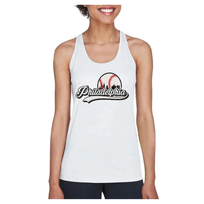 Vintage Philadelphia Skyline Women's Racerback Tank