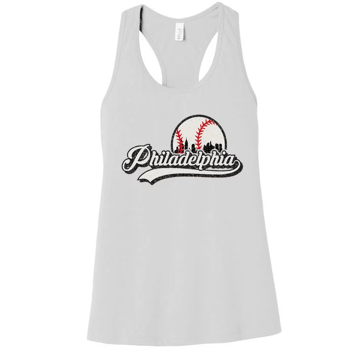 Vintage Philadelphia Skyline Women's Racerback Tank