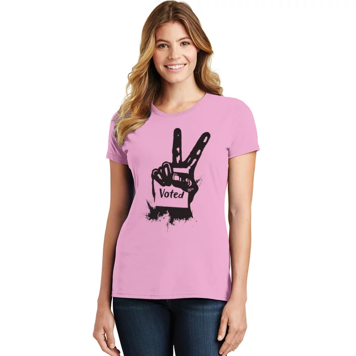 Voted Peace Sign Election I Voted Harris Walz Trump Vance Women's T-Shirt