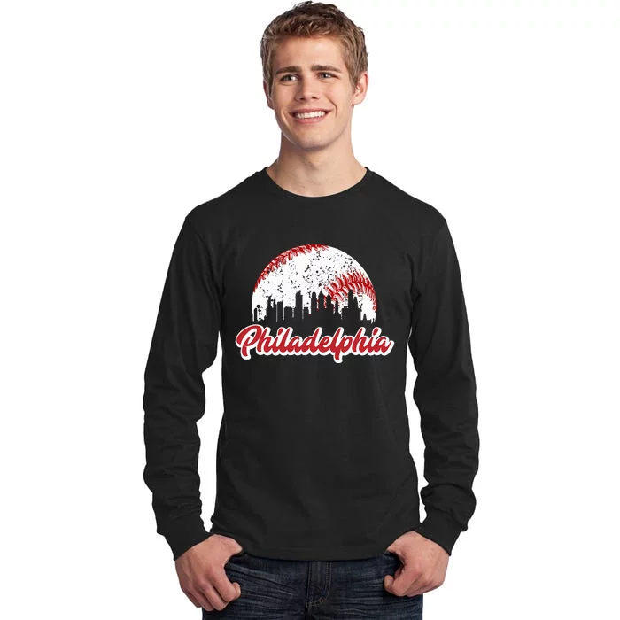 Vintage Philadelphia Skyline Philly Cityscape Tall Long Sleeve T-Shirt