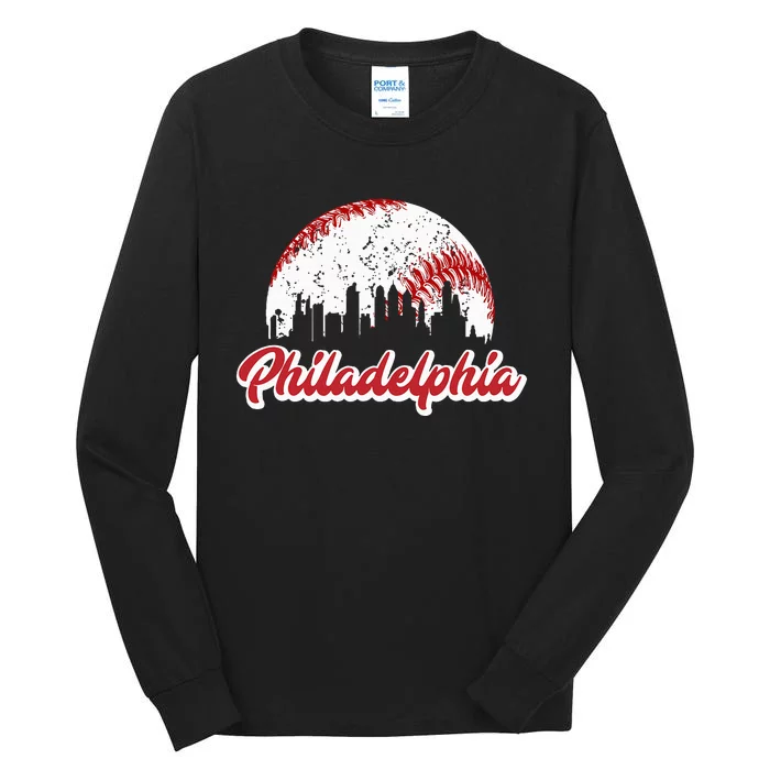 Vintage Philadelphia Skyline Philly Cityscape Tall Long Sleeve T-Shirt