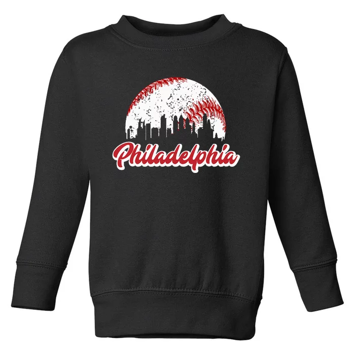 Vintage Philadelphia Skyline Philly Cityscape Toddler Sweatshirt