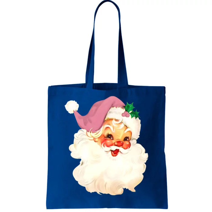 Vintage Pink Santa Claus Pink Christmas Design Xmas Gift Tote Bag