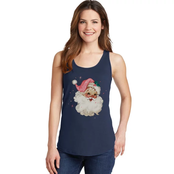 Vintage Pink Santa Claus Pink Christmas Design Ladies Essential Tank