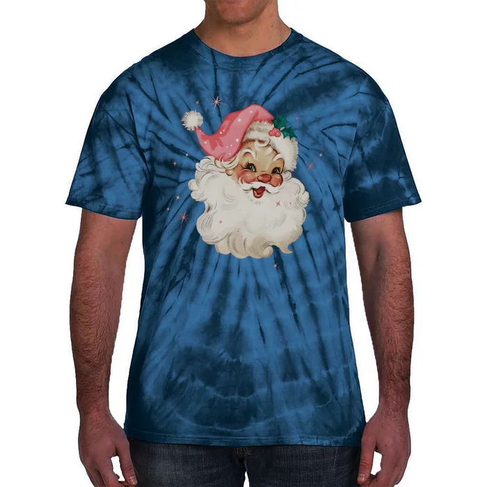 Vintage Pink Santa Claus Pink Christmas Design Tie-Dye T-Shirt