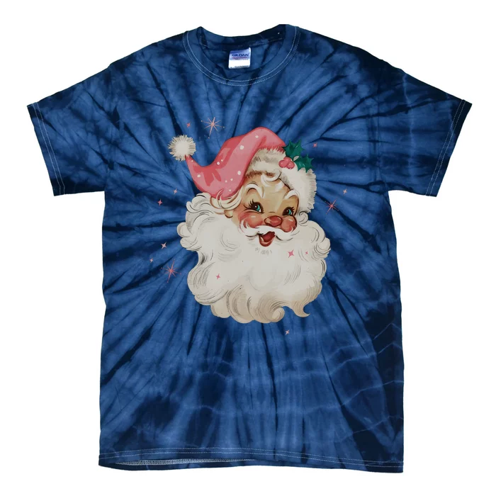 Vintage Pink Santa Claus Pink Christmas Design Tie-Dye T-Shirt