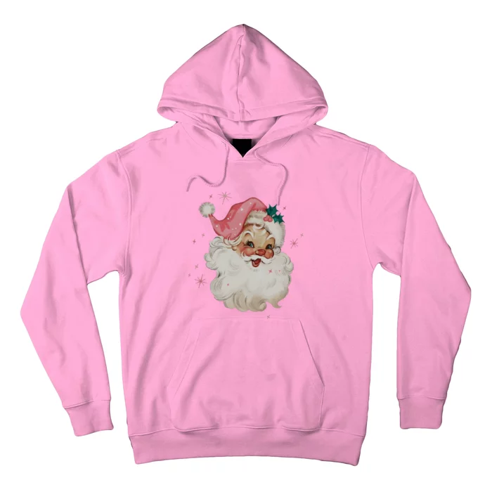 Vintage Pink Santa Claus Pink Christmas Design Hoodie