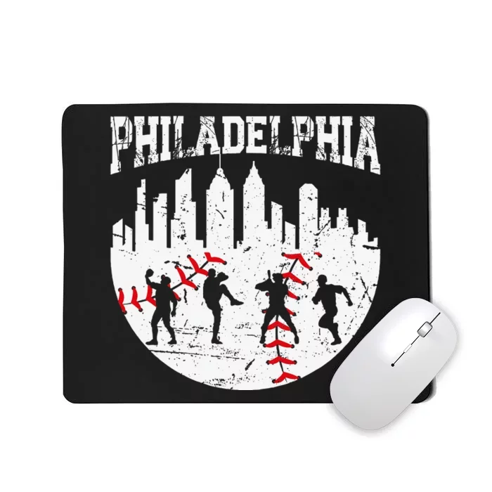 Vintage Philadelphia Skyline Cityscape Baseball Fans Mousepad