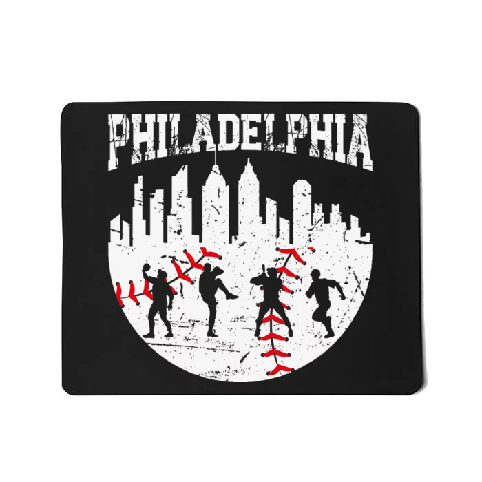 Vintage Philadelphia Skyline Cityscape Baseball Fans Mousepad