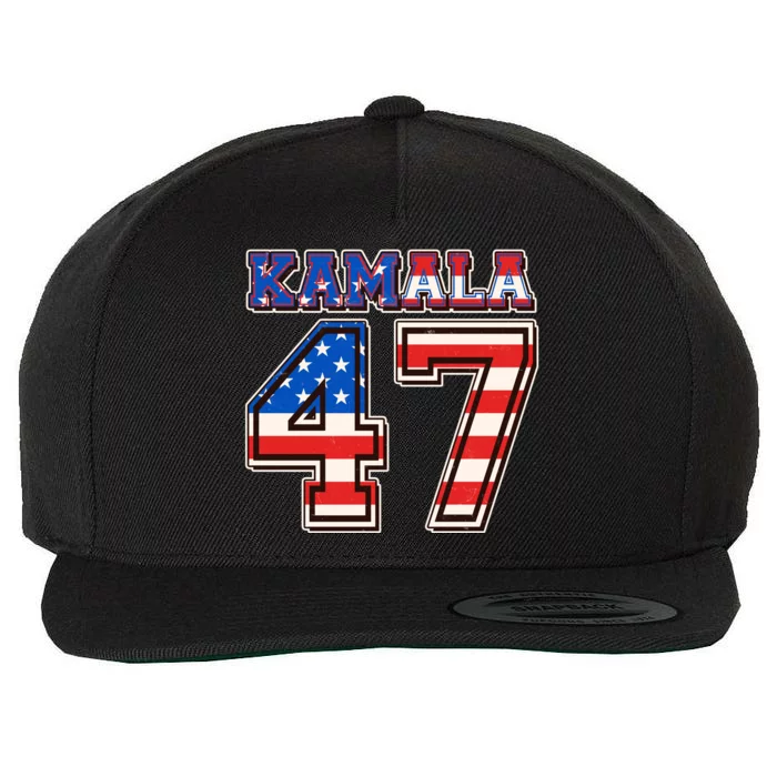 Vintage Patriotic Sporty Kamala Harris 47 Wool Snapback Cap