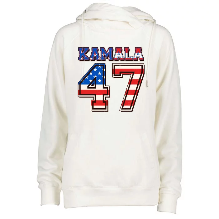 Vintage Patriotic Sporty Kamala Harris 47 Womens Funnel Neck Pullover Hood