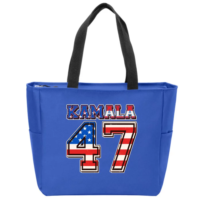 Vintage Patriotic Sporty Kamala Harris 47 Zip Tote Bag