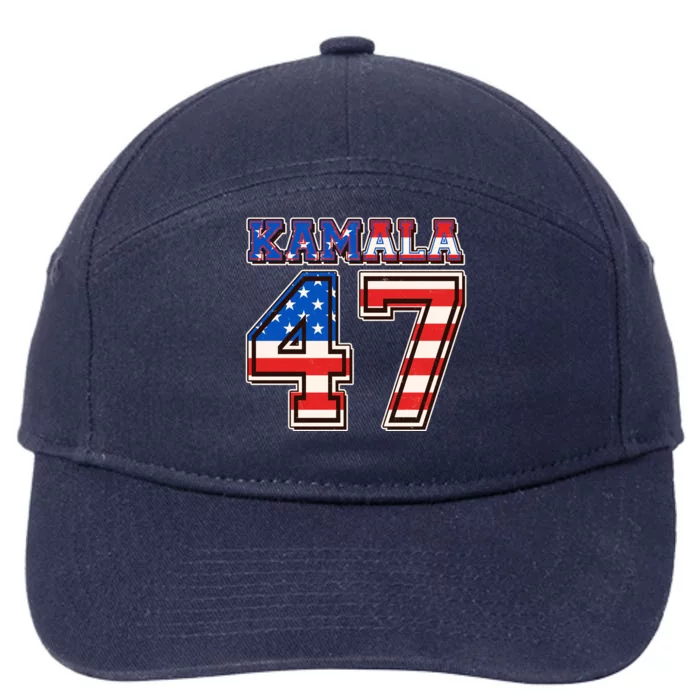 Vintage Patriotic Sporty Kamala Harris 47 7-Panel Snapback Hat