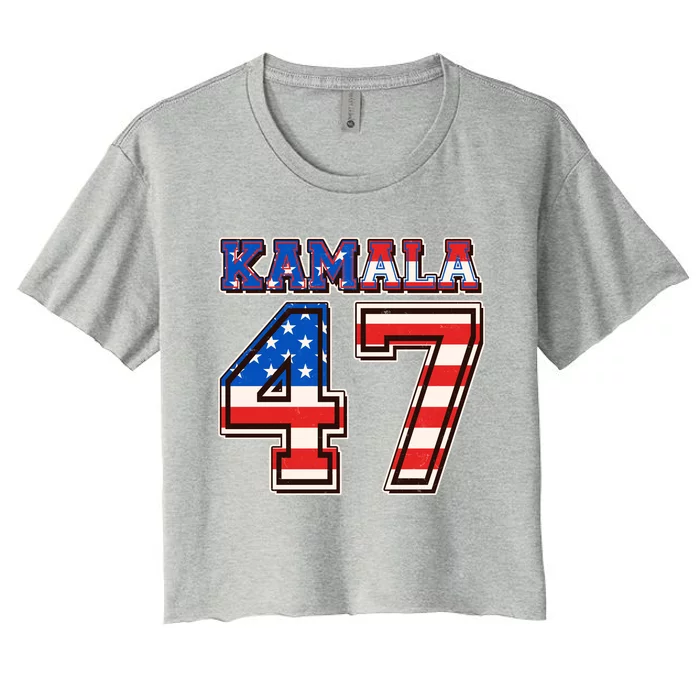 Vintage Patriotic Sporty Kamala Harris 47 Women's Crop Top Tee