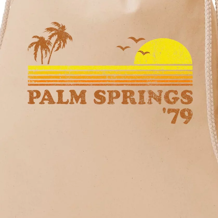 Vintage Palm Springs Beach California Retro Sunset 70's Gift Drawstring Bag