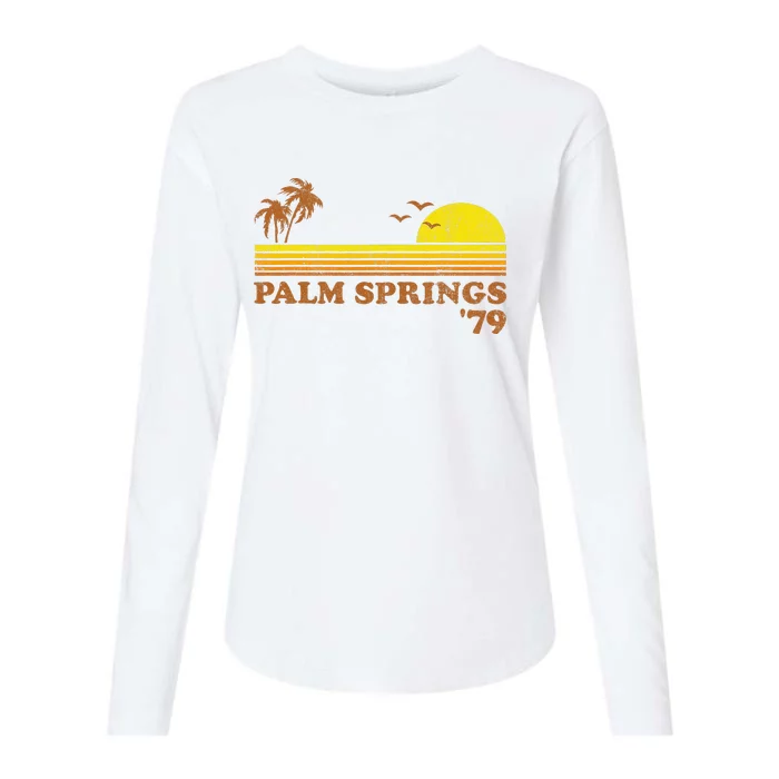 Vintage Palm Springs Beach California Retro Sunset 70's Gift Womens Cotton Relaxed Long Sleeve T-Shirt