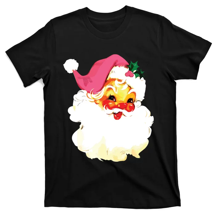 Vintage Pink Santa Claus Pink Christmas Design T-Shirt