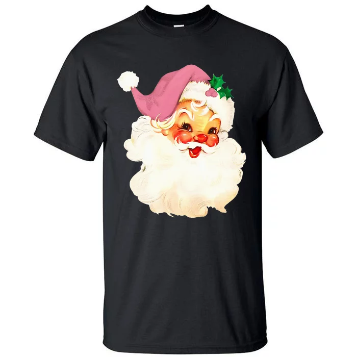 Vintage Pink Santa Claus Pink Christmas Tall T-Shirt