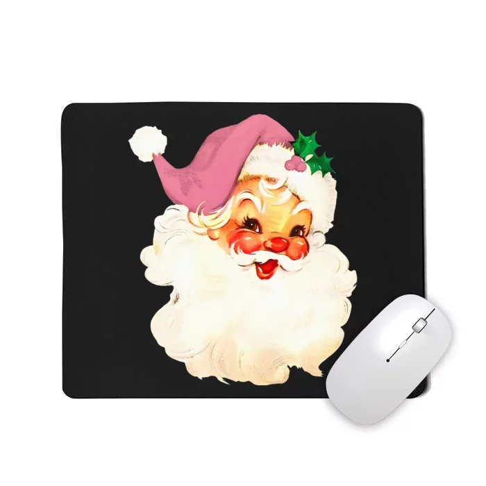 Vintage Pink Santa Claus Pink Christmas Mousepad