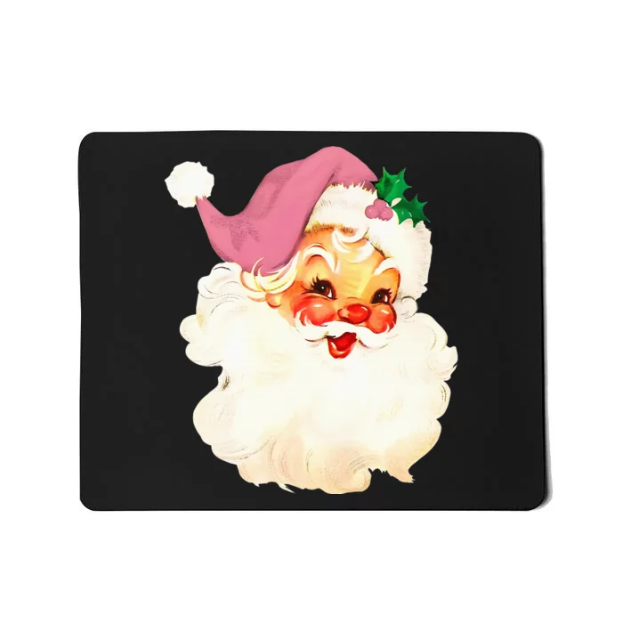 Vintage Pink Santa Claus Pink Christmas Mousepad