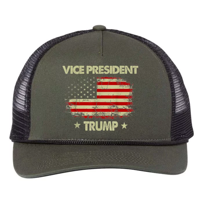 Vice President Trump Flag Retro Rope Trucker Hat Cap