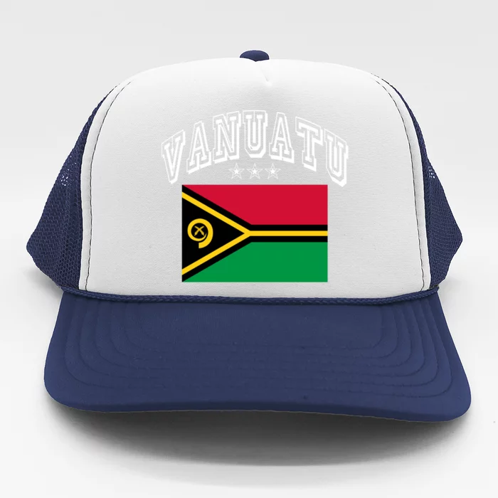 Vanuatu Patriotic Throwback Flag Souvenir Gift Trucker Hat