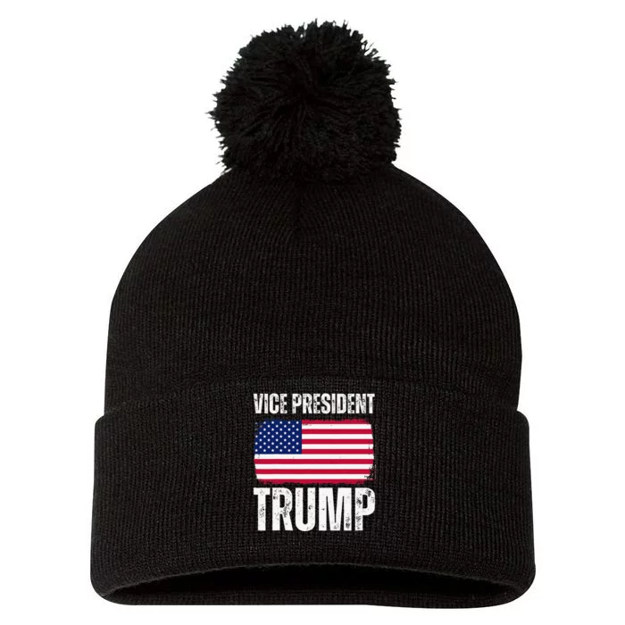 Vice President Trump Usa America Flag Funny Pom Pom 12in Knit Beanie