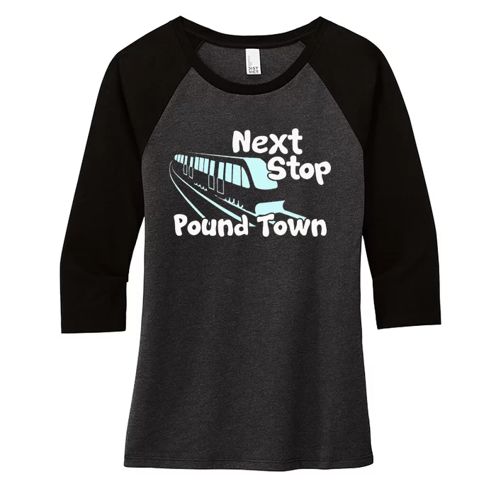 Visit Pound Town Funny Adult Sexual Humor Women's Tri-Blend 3/4-Sleeve Raglan Shirt