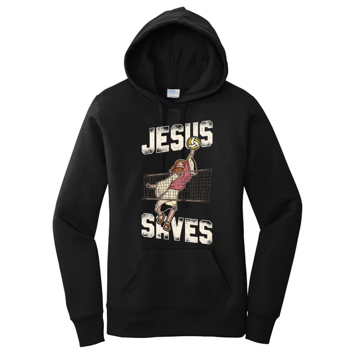 Volleyball Player Team Jesus Vintage Jesus Saves Women's Pullover Hoodie